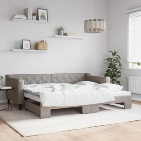Sofá-cama com gavetão 90x200 cm tecido cinzento-acastanhado