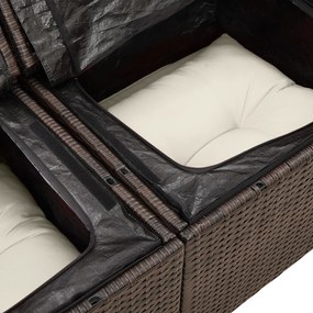 Conjunto de Sofá de Jardim vidaXL com Almofadas Castanho Rattan Poliés