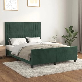 Estrutura de cama sem colchão 140x190 cm veludo verde-escuro