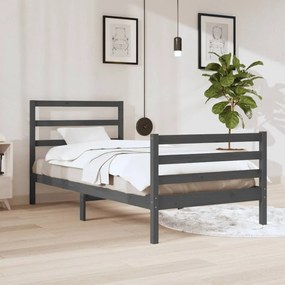 vidaXL Estrutura de cama 90x200 cm madeira de pinho maciça cinzento
