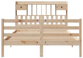 Cama com estante sem colchão 140x190 cm pinho maciço