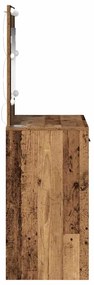 Mesa de Maquiagem vidaXL com Luzes LED Madeira Antiga 78,5x41x135 cm