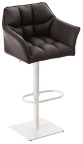 Banco de bar Damaso em couro sintético e com estrutura branca 64 x 88-113 x 45 cm Castanho
