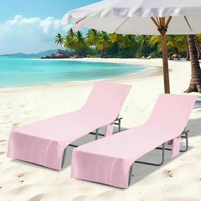 vidaXL Toalhas para Espreguiçadeira 2 pcs Rosa 210 x 75 cm