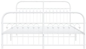 Estrutura de cama com cabeceira e pés 150x200 cm metal branco