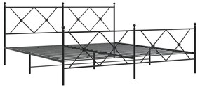 Estrutura de cama com cabeceira e pés 183x213 cm metal preto