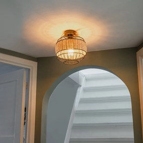 Candeeiro de teto oriental preto com ráfia 25 cm - Emir