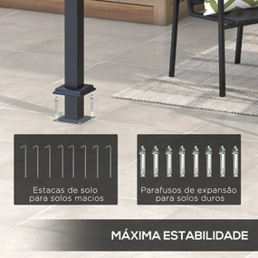 Pérgola 3x4 Pérgola de Jardim com Teto Retrátil de Poliéster e 12 Orif