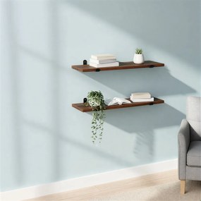 Conjunto 2 prateleiras de parede, estilo retro, 60 x 20 x 7 cm castanho-preto