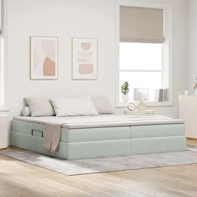 vidaXL Cama com arrumação e colchão Cinzento-claro 200 x 200 cm Veludo