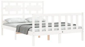 Estrutura de cama com cabeceira 140x190cm madeira maciça branco