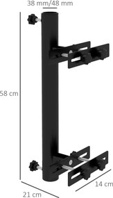 Base para guarda-sol, fixação para guarda-sol de varanda, suporte para guarda-sol para balaustrada, para mastros de 48 mm e 38 mm preto