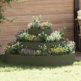vidaXL Vaso de Jardim Verde-oliva 120 x 120 x 20 cm Aço