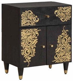 vidaXL Mesa de cabeceira com porta com gaveta Preto 50 x 33 x 60 cm