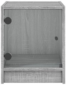 Mesa cabeceira c/ portas vidro 2 pcs 35x37x42cm cinzento sonoma
