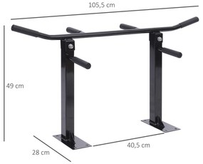 Barra de Elevação de Parede barra Pull-Up de Aço para Treino em Casa Carga Máxima 150 kg 105,5x28x49 cm Preto