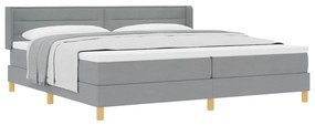 Cama Box com Colchão Cinza Claro - 200 x 200 cm, Têxtil.