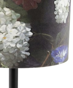 Candeeiro de mesa romântico preto abajur flor 25 cm - SIMPLO Moderno