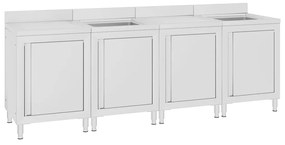 vidaXL Armário c/ lava-louça cozinha comercial 240x60x96cm aço inoxid.