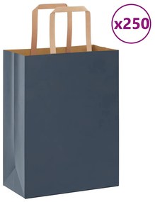 vidaXL Sacos de papel 250 unid com alças azul 21x11x28 cm
