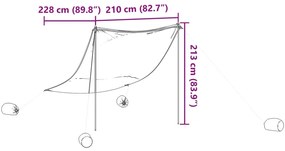 Toldo de praia com âncoras de areia 214x236 cm verde