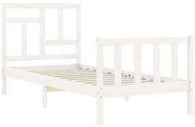 Cama sem colchão 90x200 cm madeira de pinho maciça branco