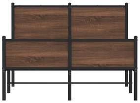 Estrutura de cama sem colchão 120x200cm metal carvalho castanho