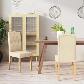 vidaXL Cadeiras de jantar 2 pcs tecido cor creme