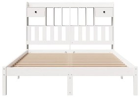 Cama com estante sem colchão 150x200 cm pinho maciço branco