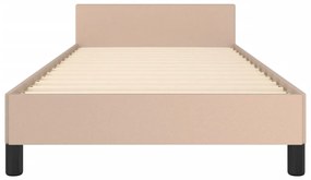 Estrutura cama c/ cabeceira couro artif. 90x190 cm cappuccino