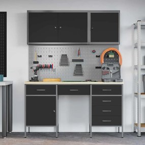 Conjunto de Armário de Trabalho e Painel de Ferramentas vidaXL com 8 P