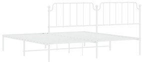 Estrutura de cama com cabeceira 200x200 cm metal branco