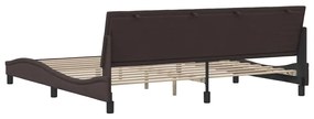 Estrutura de cama sem colchão 200x200 cm tecido castanho-escuro