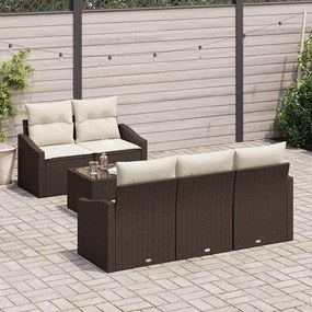 vidaXL Conjunto de Sofá de Jardim 6 pcs Marrom e Creme 55 x 55 x 37 cm