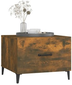 Mesas de centro com pernas de metal 2 pcs 50x50x40 cm fumado