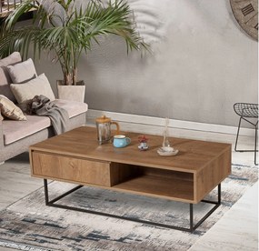 Mesa de Centro Dale – Nogueira/Preto – 120x43x60 cm