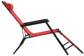 Espreguiçadeiras dobráveis c/ apoio de pés 2 pcs aço vermelho