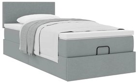 Estrutura cama otomana colchão 90x190 cm tecido cinzento claro