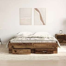 Estrutura de Cama com Gavetas Madeira Envelhecida