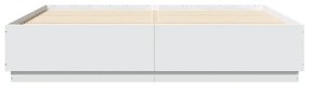 Estrutura cama c/ luzes LED 200x200cm derivados madeira branco