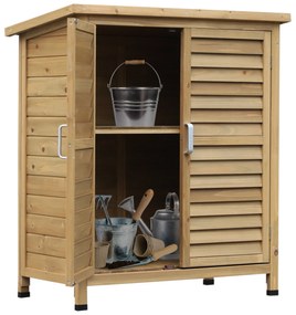 Armário de Armazenamento de Madeira para Jardim com 2 Prateleiras Inte