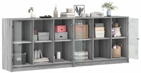 Estante c/ portas 204x37x75 cm derivados madeira cinza sonoma