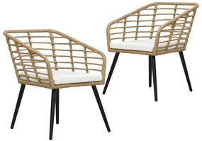 Cadeiras de jardim com almofadões 2 pcs vime PE cor carvalho