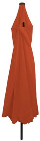 Parasol de Jardim vidaXL com Luzes LED ø395x245 cm Terracota