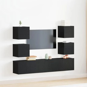 vidaXL Gabinete para TV 6 pcs Preto 160 x 30 x 30 cm