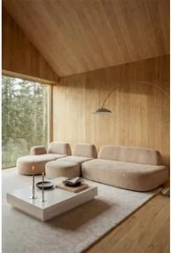 Sofá Modular Chaise Longue Esquerdo De 3 Peças Com Módulo De Canto E Puff Estofado Giorgia Chenille Castanho Areia Claro - Sklum