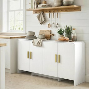 Aparador de Cozinha com 4 Prateleiras 4 Portas com Fecho Suave Móvel para TV de 72 Polegadas 152x40x80 cm Branco
