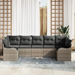 Conjunto de Sofá de Jardim vidaXL com Almofadas Cinza Claro Vime Polié