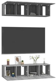 Armários parede 4 pcs 60x30x30 cm derivados cinza sonoma