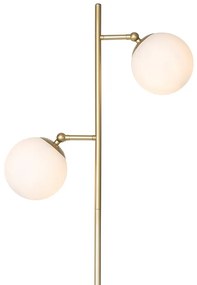 Luminária de pé Art Déco dourada com vidro fosco 2 luzes - PALLON Art Deco